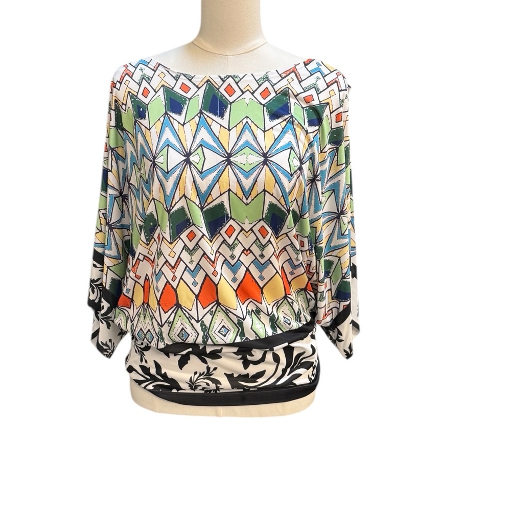 NWT Mushka by Sienna Rose Geometric Batwing Dolman Top XL Multicolor Boho